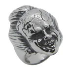 Кольцо с черепом Alien мужское, ювелирное изделие из нержавеющей стали 316L в стиле панк, байкера, с улыбкой, Размер 7-13