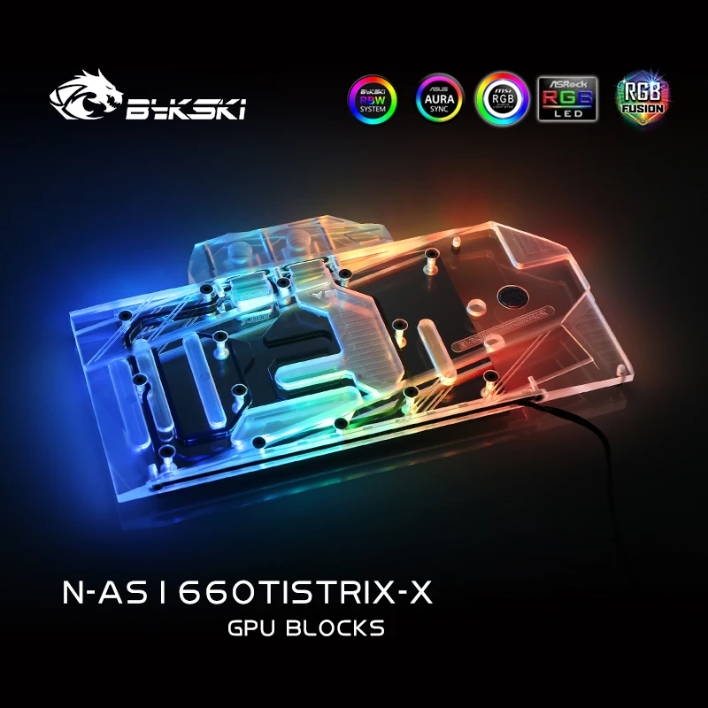 Bykski GPU кулер для ASUS ROG STRIX Geforce RTX1660TI O6G Gaming Full Cover водный блок N AS1660TISTRIX X|Кулеры и