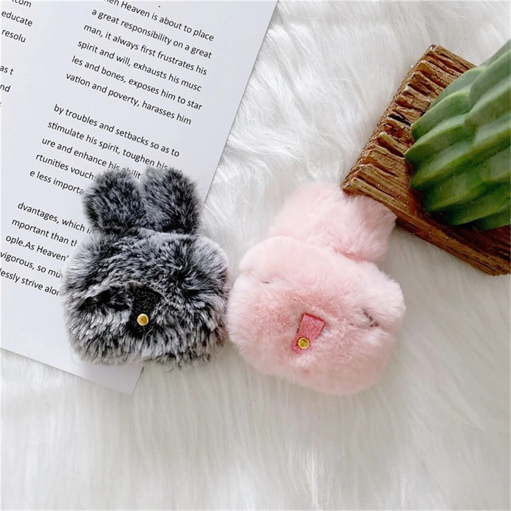 3D милый зимний теплый плюш меха лисы кролика гарнитура уши наушники чехол для Apple