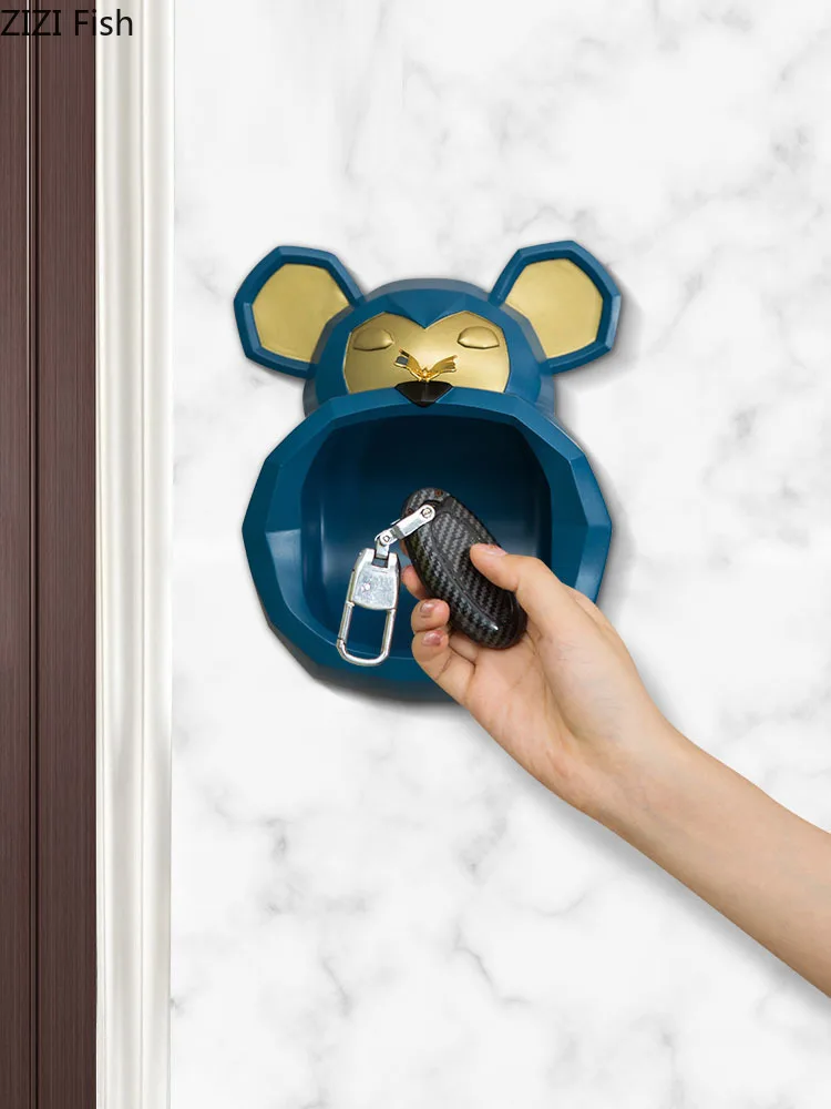 

Современная симпатичная скульптура большого медведя, настенное украшение для хранения, животные из смолы, маленькие предметы для хранения,...