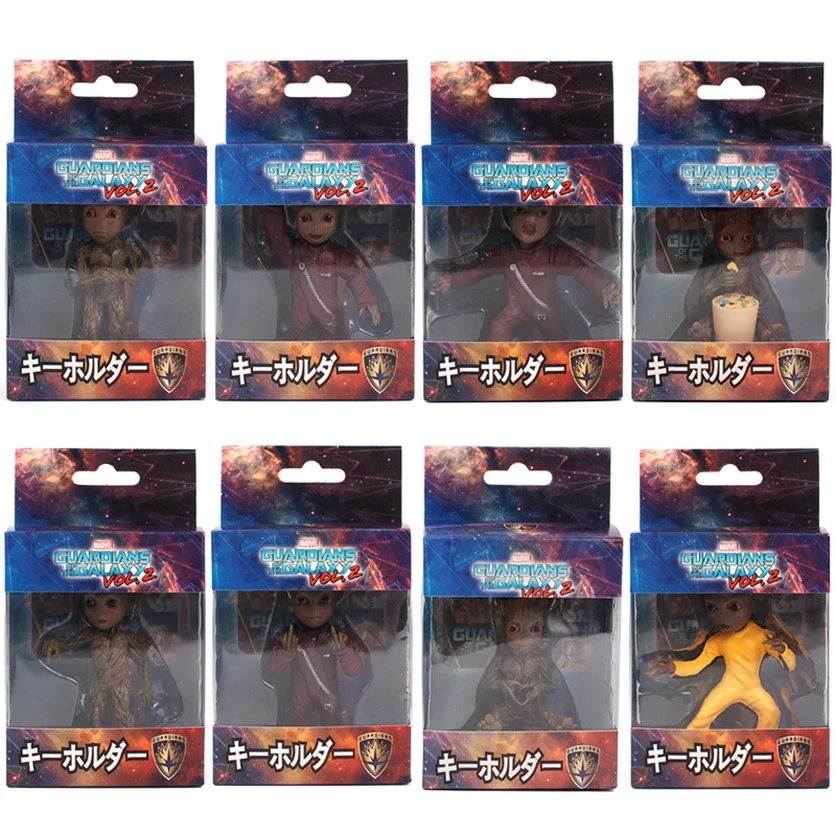10 STYLES Pop Baby's Gift Groots Tree Man Figure Toys Keychain Pendant Guardians of Galaxy Key Ring Pokemon 2019 Hot Sale |