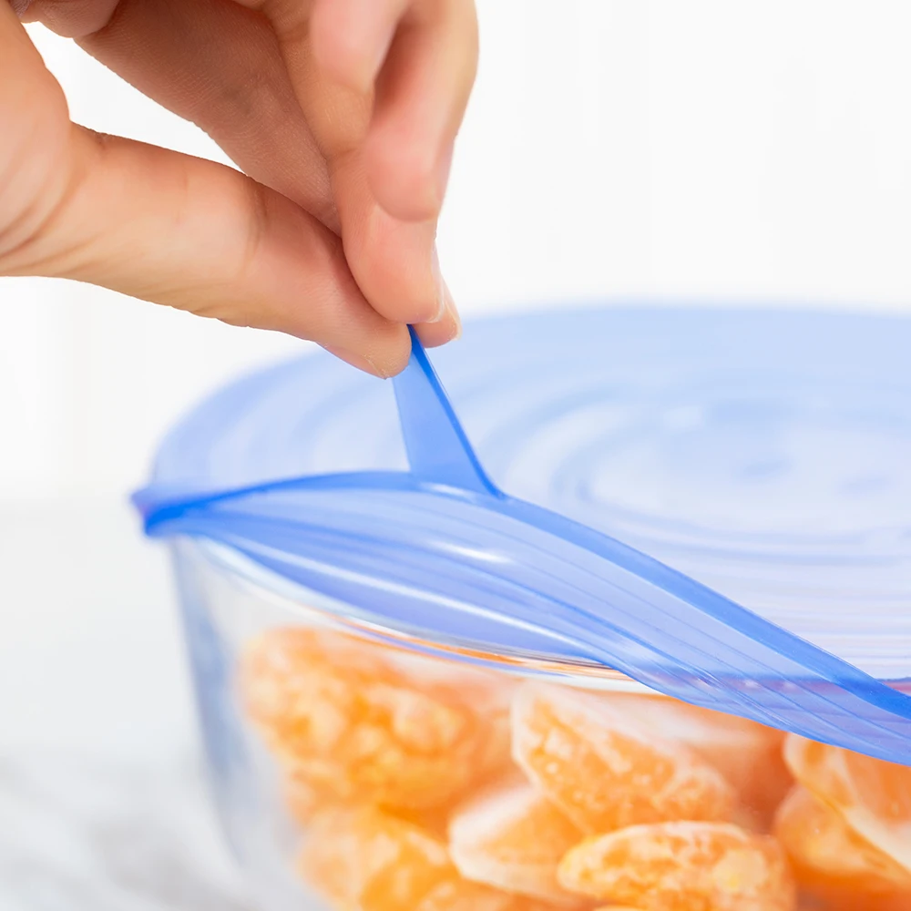 6 шт многоразовая упаковка для пищевых продуктов, силиконовая Упаковка для пищевых продуктов, сохраняющая свежесть, герметичная крышка, вакуумные эластичные силиконовые кухонные крышки, силиконовая крышка