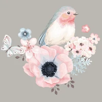 pink bird flower iron on clothing thermoadhesive patches heat transfer themal stickers on ladies t shirt applique diy patch cute