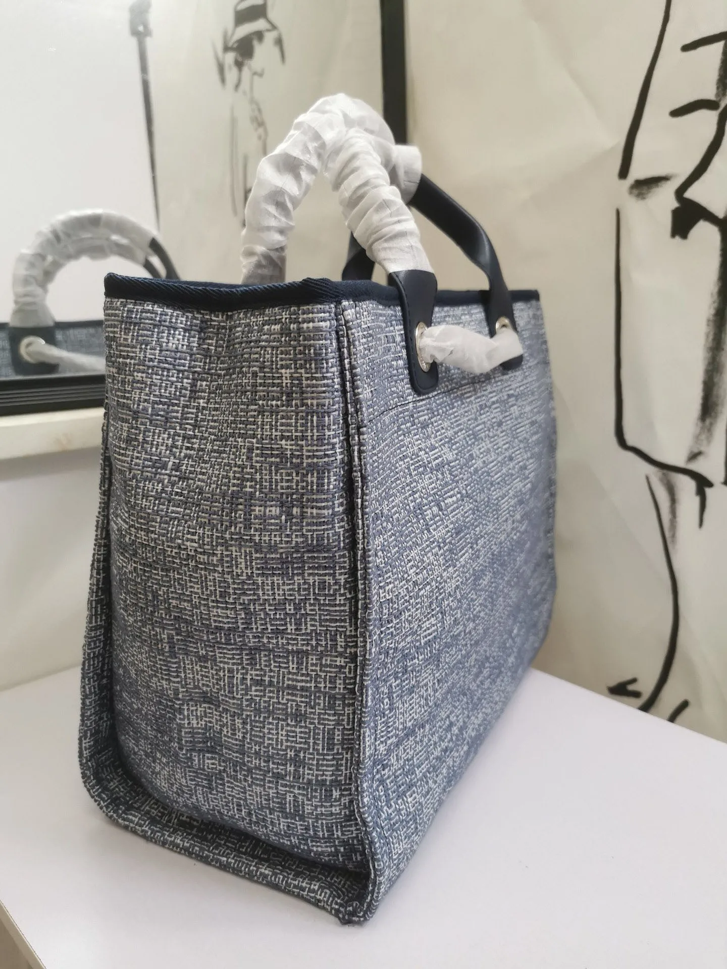 

Brand-name shopping bag with LOGO, canvas bag, embroidery, top handmade, counter quality tote bag luxury bags