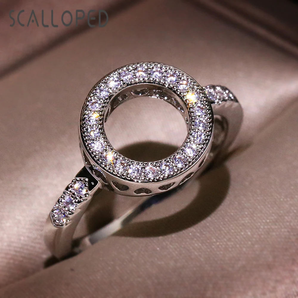 

SCALLOPED Fashion Hollow Love Heart Wedding Rings High Quality Clear CZ Trendy Women Engagement Jewelry Dropshipping