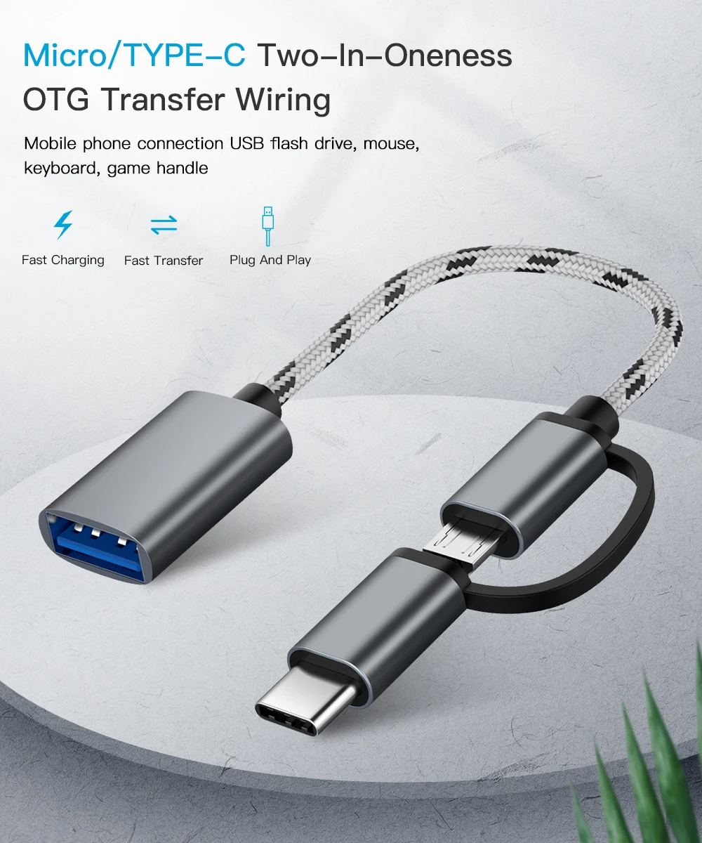 2 в 1 USB 3 0 OTG кабель Портативный Type C Micro адаптер папа к A мама для кабеля передачи