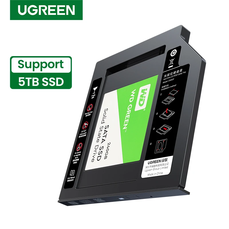 UGREEN HDD Caddy 9,5 мм Универсальный SATA 3,0 HDD Caddy для 2,5