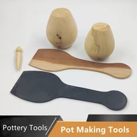 pottery spout modifier wooden double head punch mud pat wooden eggs teapot crafts modeling repair purple clay pot making tools