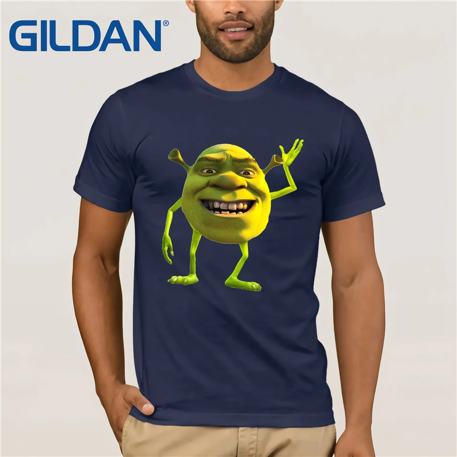 Shrek Wazowski футболка, винтажные Забавные футболки с вырезом лодочкой, хлопковые топы, футболка, повседневный топ с коротким рукавом, Забавные футболки, хлопковые топы, футболка - Цвет: navy