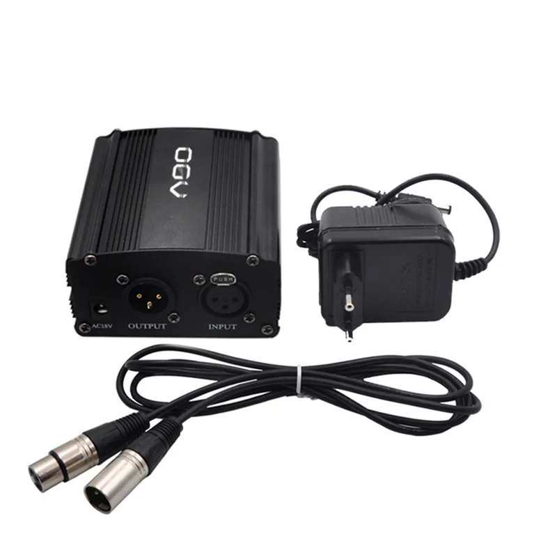 black 220v XLR Триколор цвет 48В Питание адаптер XLR аудио кабель для конденсаторный микро микрофон Запись оборудование - Цвет: black 220v XLR