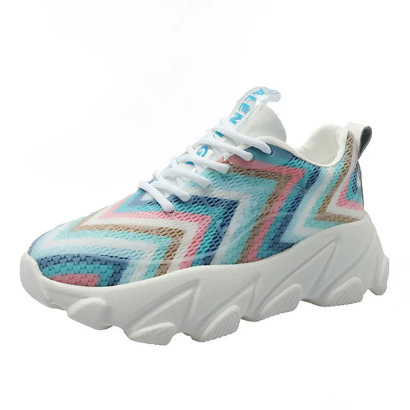 Женские кроссовки 2019 цветные летающие тканые с воздушной подушкой Студенческая