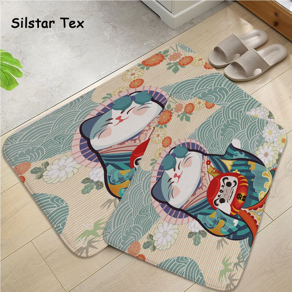 Silstar Tex с изображением из мультфильма Lucky Cat напольный коврик Забавный впитывающий