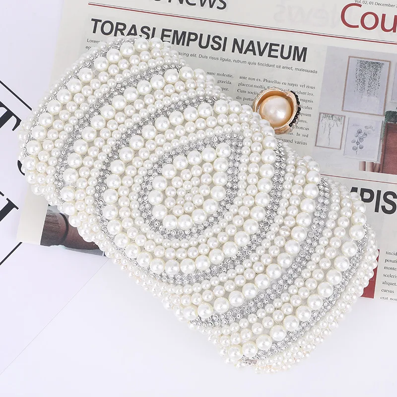 

Pearl dinner party bag famous lady hand handbag full of pure hand diamond dinner bag European and American evening bag
