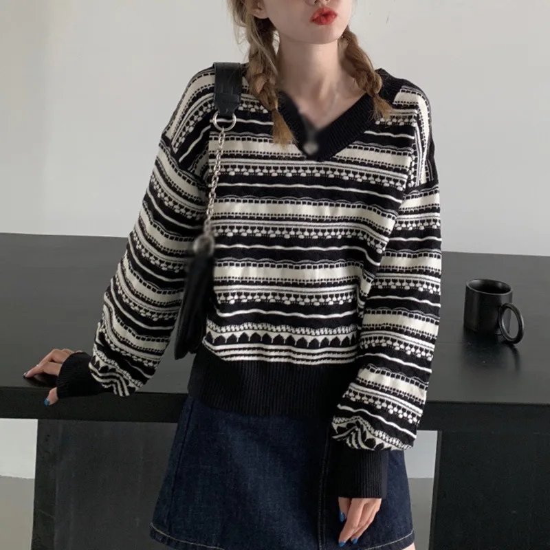 

Lazy Style Sweater Women Loose Outer Wear Autumn And Winter Retro Pullover Sweater