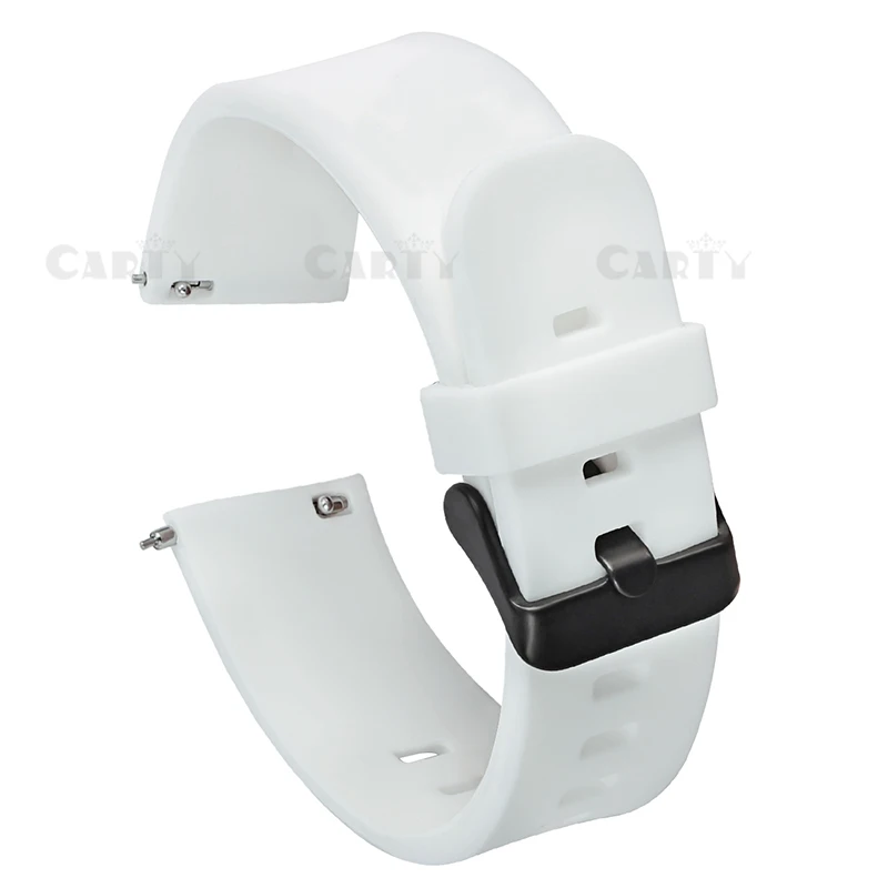 white black buckle Carty силиконовые браслеты для часов быстросъемные ремешки для часов 20 мм 22 мм Мужские и женские мягкие резиновые черные или серебряные пряжки безопасные кольца Хранитель - Цвет ремешка: white black buckle