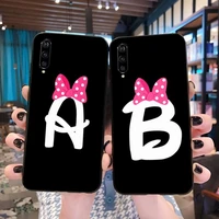 alphabet letter cartoon cute bow phone case for xiaomi mi10 10pro 10 lite mi9 9se 8se pocophone f1 mi8 lite