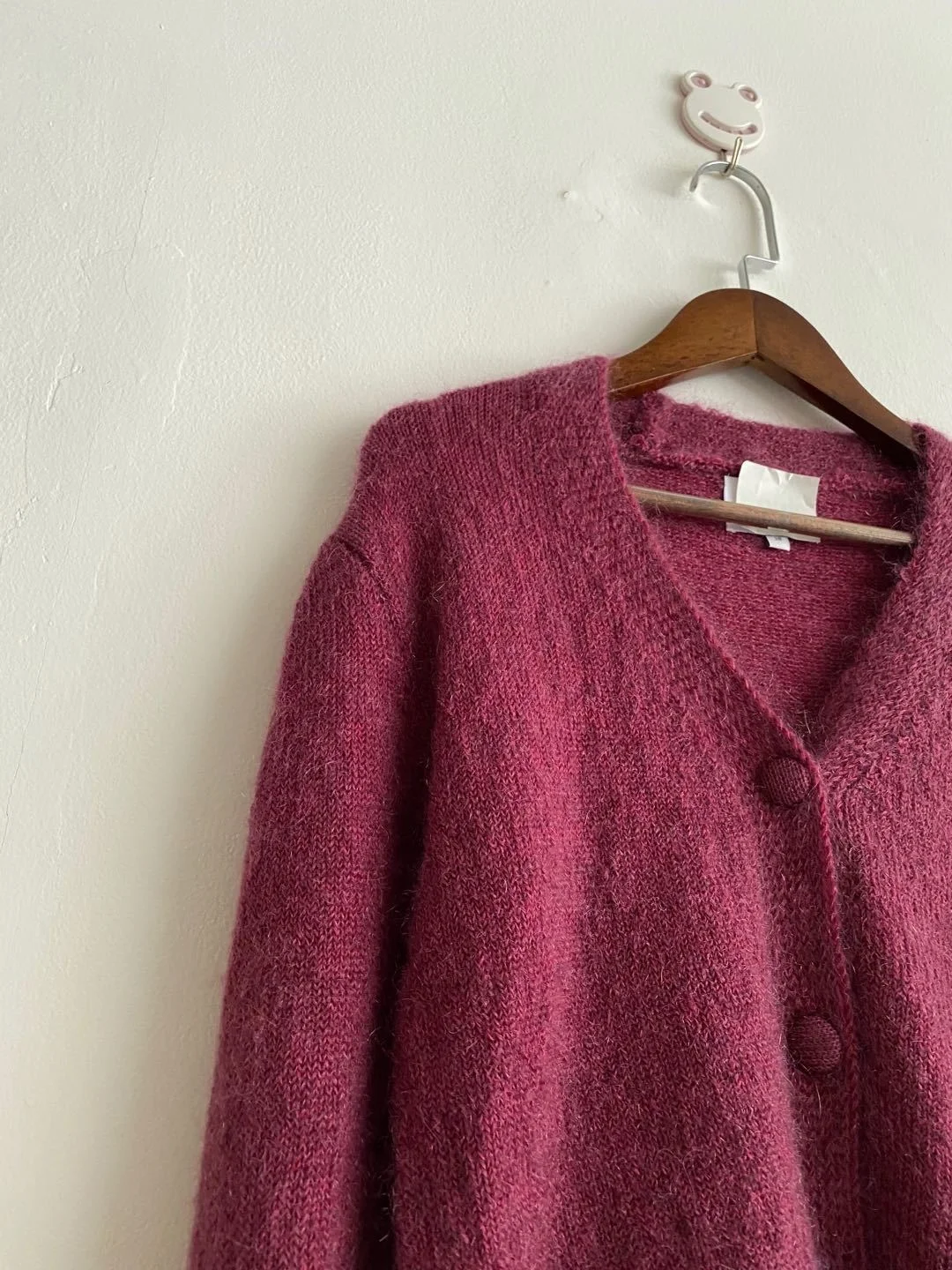 

rose elegant Woman mohair sweater long sleeve V-neck bubble sleeve casual warm clothes casual cardigan sweater