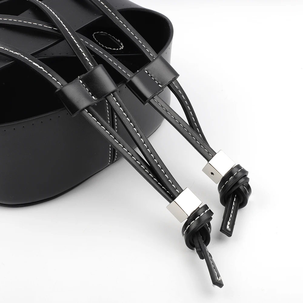 Handmade Handbag Shoulder Strap Hollow Drawstring Woven Bag Set Bucket Bag Leather With Bag Bottom Belt Bag For DIY Backpack