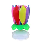Пластиковая двухслойная вращающаяся свеча в виде цветка лотоса, музыкальные свечи для торта на день рождения, 30 х18х11, 5 см