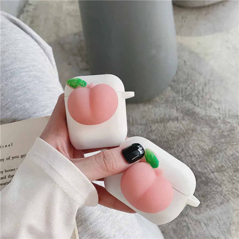 

3D Squeeze Peaches Cute Silicone Bluetooth Earphone Case For Apple Airpods 1 2 For Airpods Pro 3 Headphone Soft TPU Cover Case