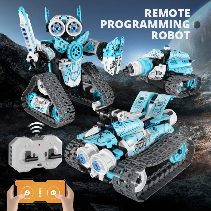 3 in 1 Competition Technical RC Car Robot Building Blocks DIY APP Programming Remote Control Bricks Toys For Children Boys Gifts | Игрушки и