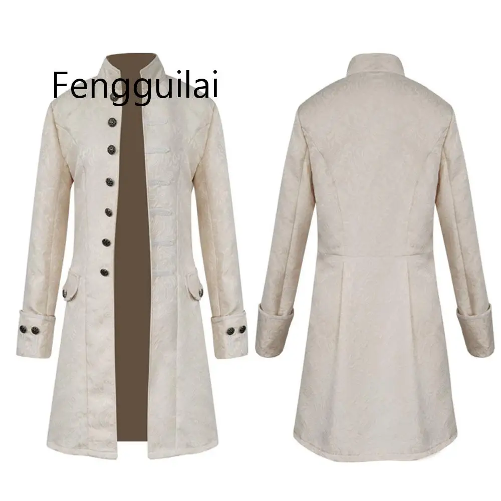 Куртка мужская из жаккардовой ткани Длинная ветровка в стиле ретро стимпанк