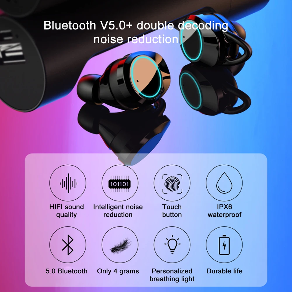 Hot TWS X8 HiFi Bass Sound Touch Control Music Mini Wireless Headset Bluetooth Earbuds IPX6 Waterproof 360 Degree Rotation Shell |