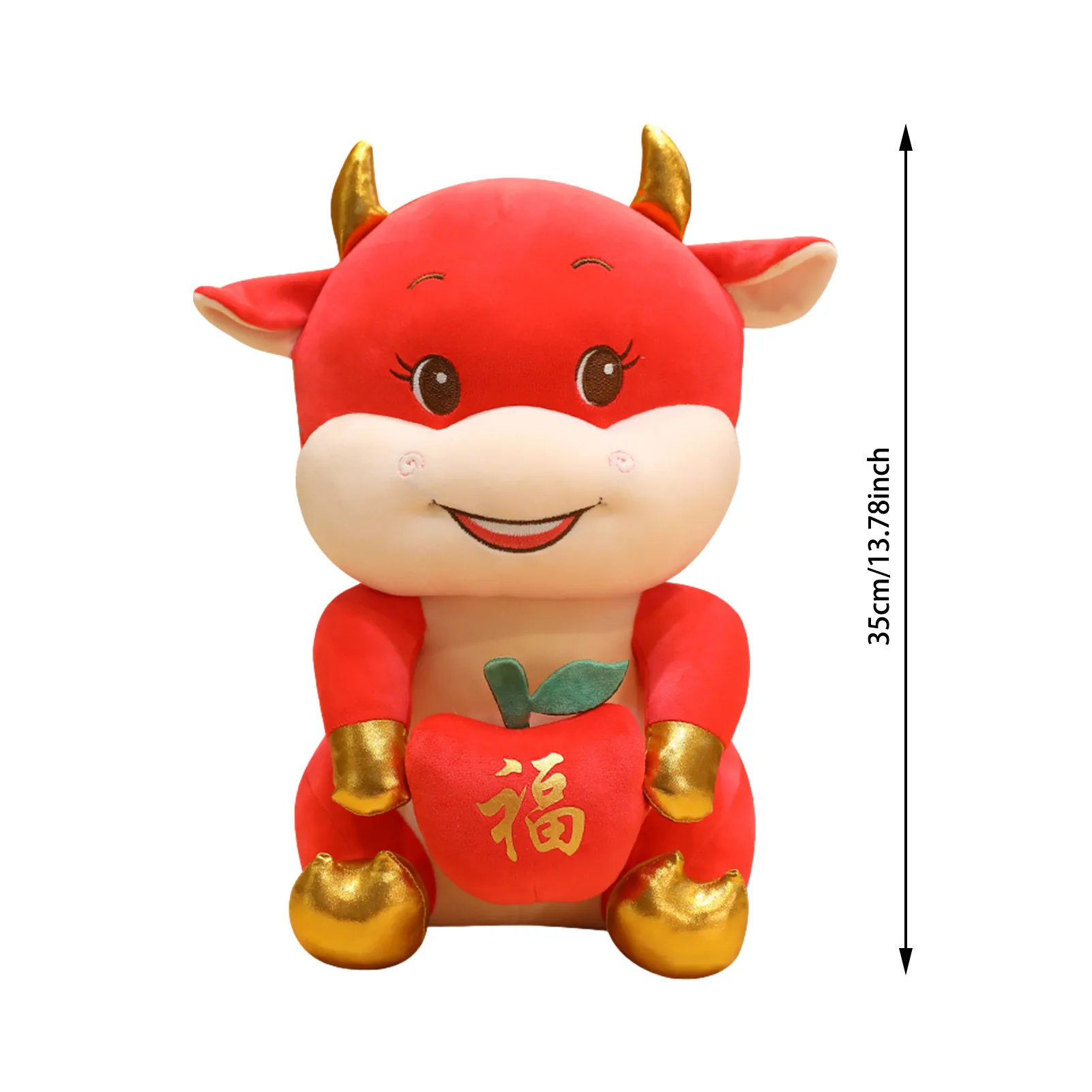 

Hot Sale 2021 New Year ChineseZodiac Ox Cattle Plush Toys Suit Lovey Cow Mascot Plush Doll Stuffed For Children Gift Toy Doll