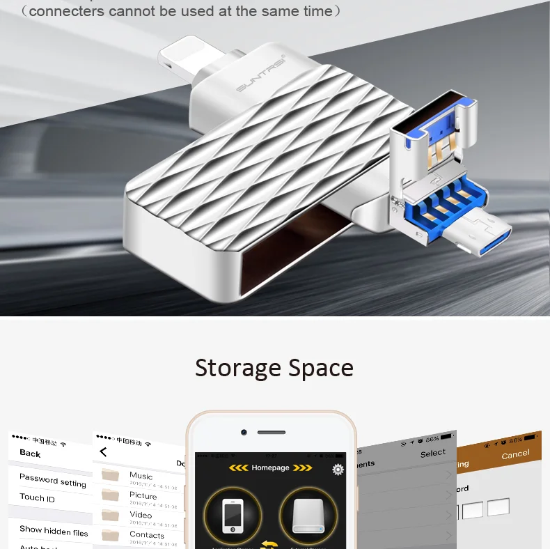 Suntrsi OTG 3 в 1 2,0 USB флеш-накопитель 32 ГБ для смартфона iphone 7/8/x/xr/Android/ipad 64 ГБ флеш-накопитель высокоскоростной