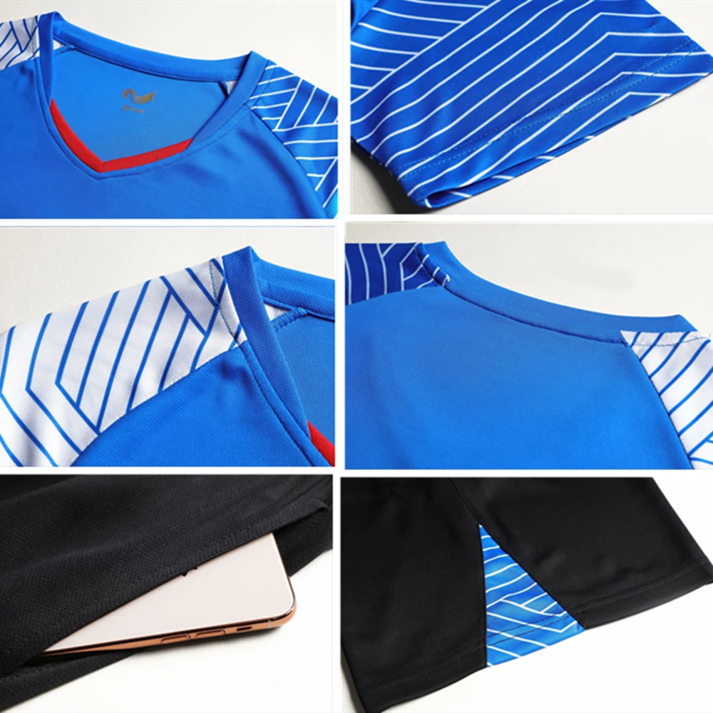Футболка с V-образным вырезом для детей и взрослых футболка бадминтона шорты