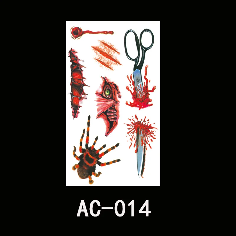 Временные татуировки на Хэллоуин наклейка s зомби с кровавым макияжем раны