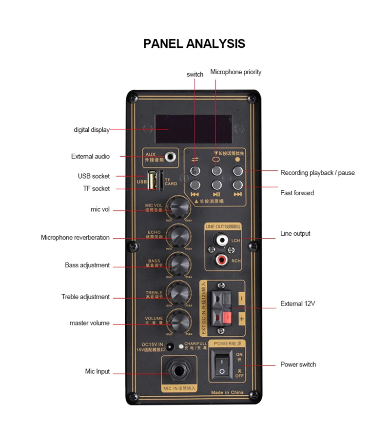 8 дюймовый басовый динамик портативный Bluetooth Сабвуфер Регулируемый ВЧ открытый