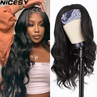 synthetic long wavy headband wig for black women none replacement body wave headwraps hair wig 2021 new fashion