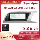 Автомобильная Мультимедийная система ShunSihao, мультимедийный проигрыватель на Android 11, с GPS-навигацией для RHD A5, S5, B8, 8,8-2009 гг. выпуска