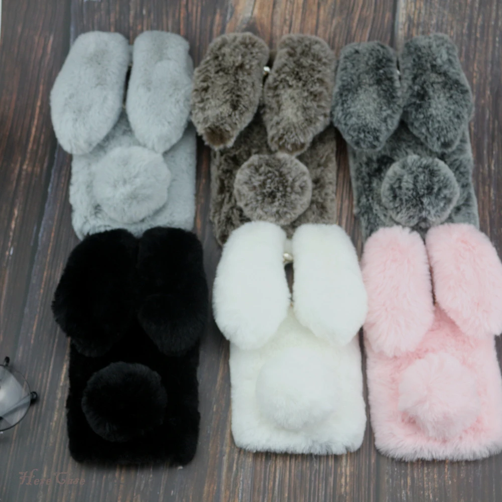 rabbit ears fur warm fluffy diomand phone case for xiaomi redmi note 9 pro max note9s 8 7a 6 a2 a3 lite k30 cc9 poco x3 nfc case free global shipping