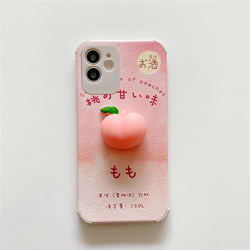 

For iphone 12 Case,Cute 3D Peach Case For Iphone 12Pro Case,Soft TPU Back Protective Shockproof Cover For iphone XR/11Pro/7/8/XS