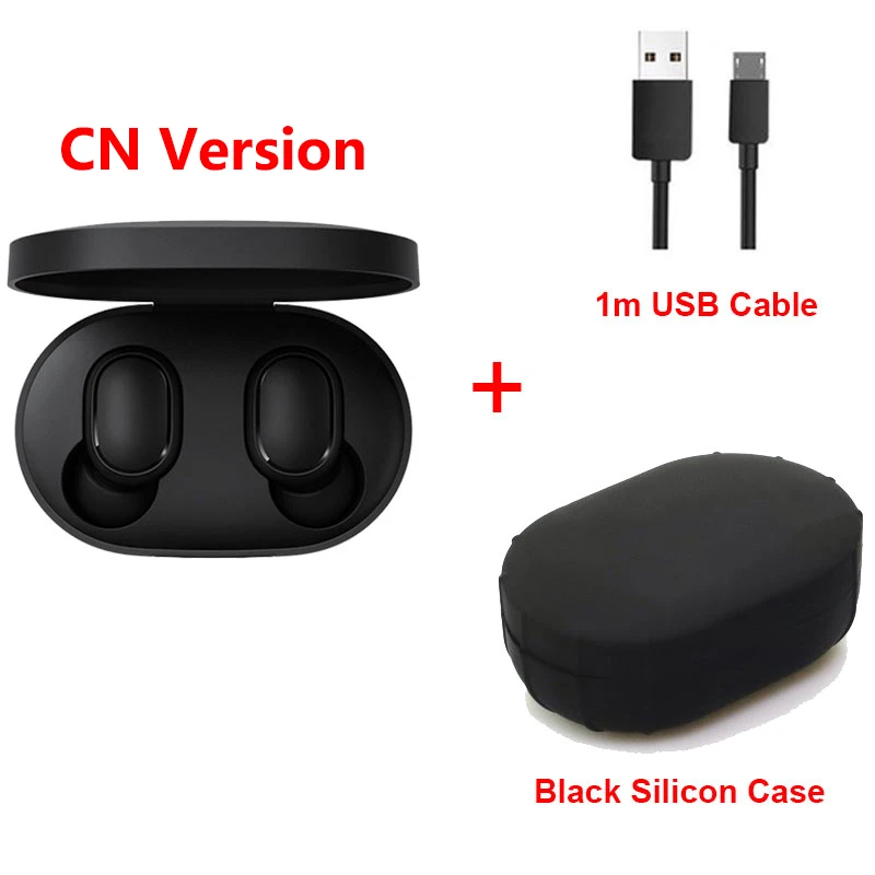 Xiaomi Redmi Airdots TWS Bluetooth наушники BT 5,0 стерео бас беспроводная гарнитура с шумоподавителем микрофон громкой связи Наушники с управлением AI - Цвет: black case cable