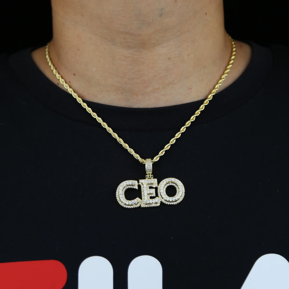 Новинка 2021 цепочка с подвеской надписью CEO веревочная со сверкающим кубическим