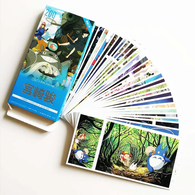 30 шт./компл. мультфильм Хаяо Миядзаки открытки с китайские мини карты и наклейки
