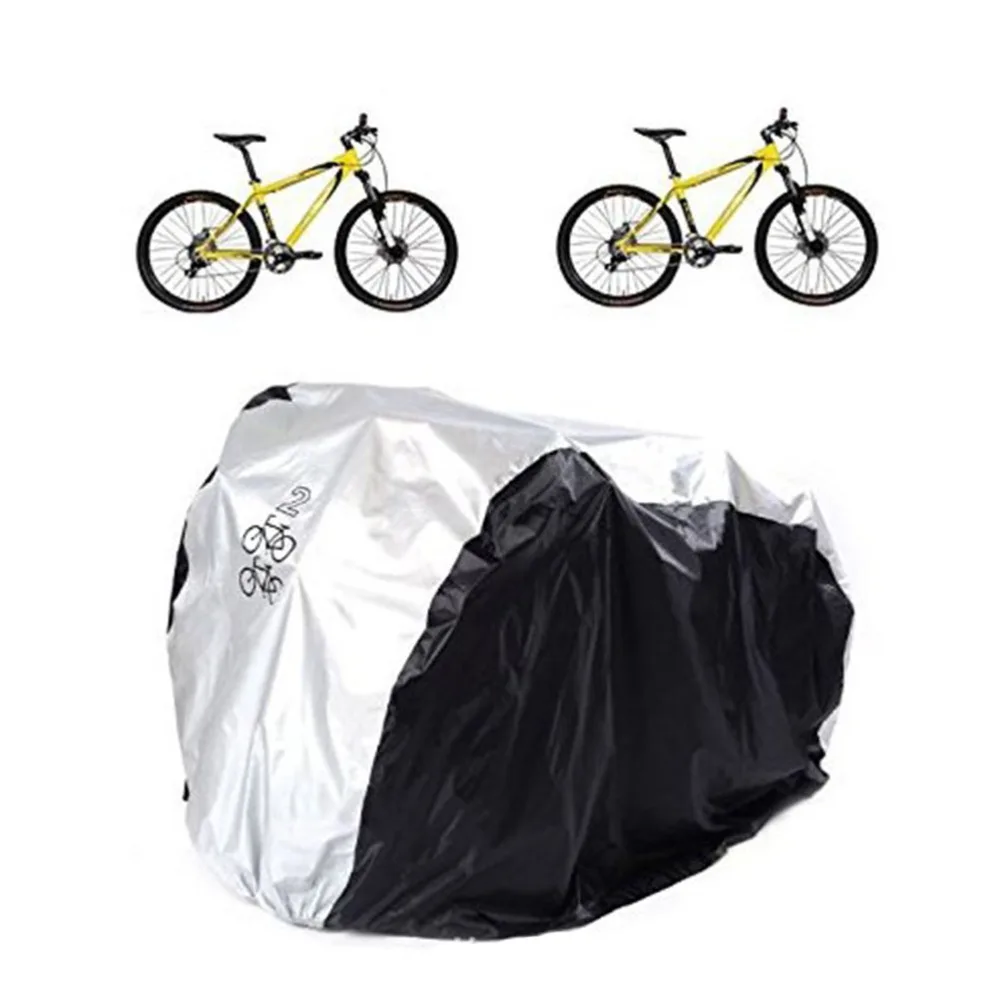 Waterproof Bike Cover Double 2 Bicycle Cycle Scooter Rain and Dust Resistant UV Protection for Bikes(Silver and Black,M, Two Bik
