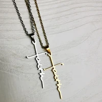 wholesale 10pclot new stainless steel cross pendant necklace faith necklaces women men fashion jewelry gift