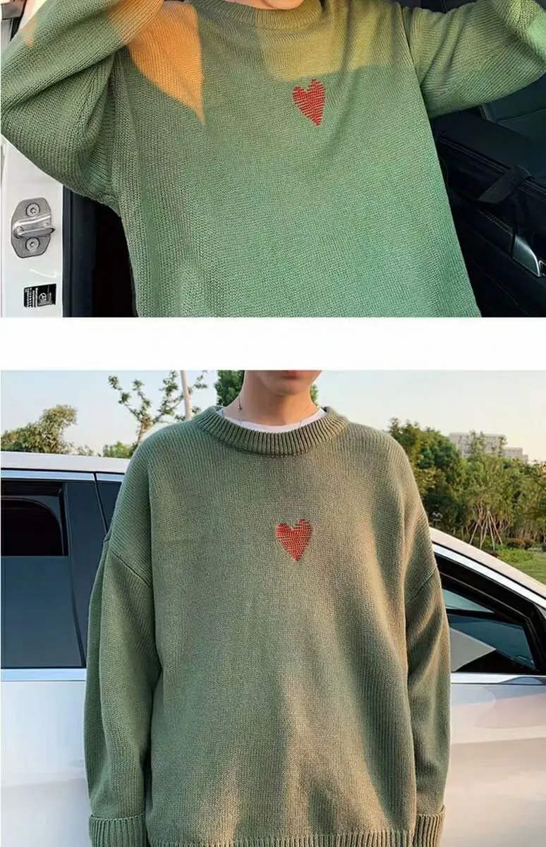 Мужской свитер с длинным рукавом и круглым вырезом свободный Молодежный пуловер