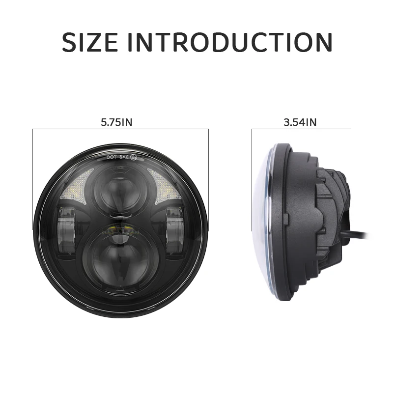 

5.75 Inch LED Headlight 5 3/4" Front Driving Head Light Headlamp ForDyna Sportster Softail 1200 XL1200L Custom XL1200C 8835