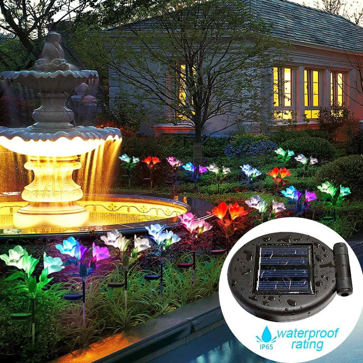 

68cm 2pcs Outdoor LED Solar Light RGB Color Lily Garden Flower Waterproof Decorative Lamp 600AMH Solar Power Yard Lawn Path
