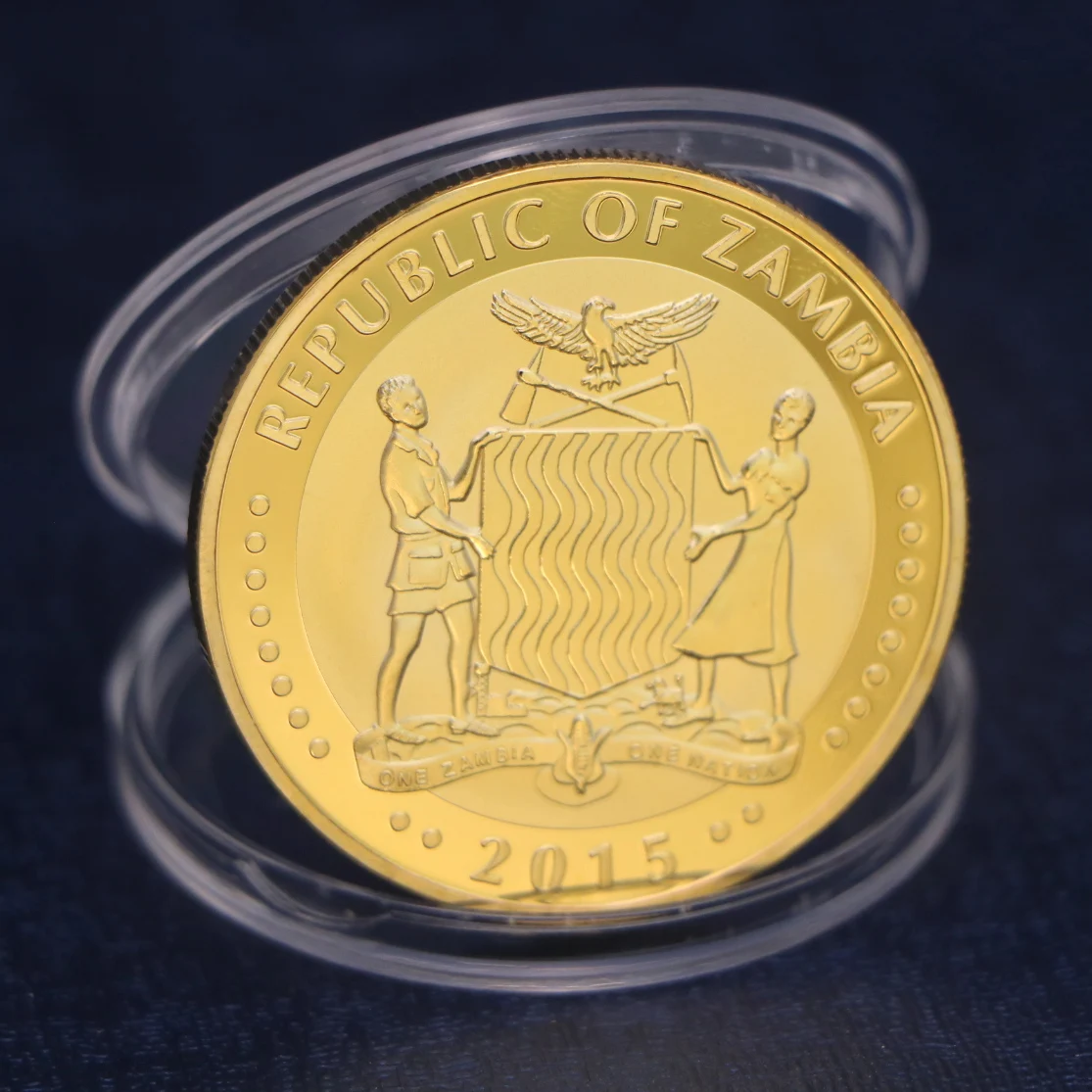 Замбия Республика 1OZ цвета: золотистый серебристый монета в африканском стиле