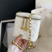 2021 fashion leather sacoche femme designer plaid shoulder bags for women solid chain chest bag trendy crossbody bag with tassel