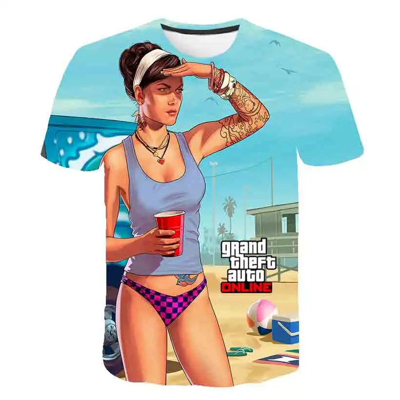 2020 3D Grand Theft Auto Game GTA 5 Kids T-Shirts Children's wear summer Tops 4T-14T teenage Costumes Girls Clothes camisetas | Детская