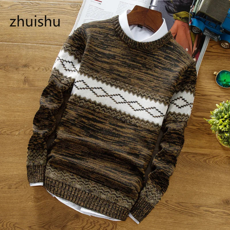 

ZHUISHU 2020 the new pure color with thick round collar of recreational men's clothing sweaters