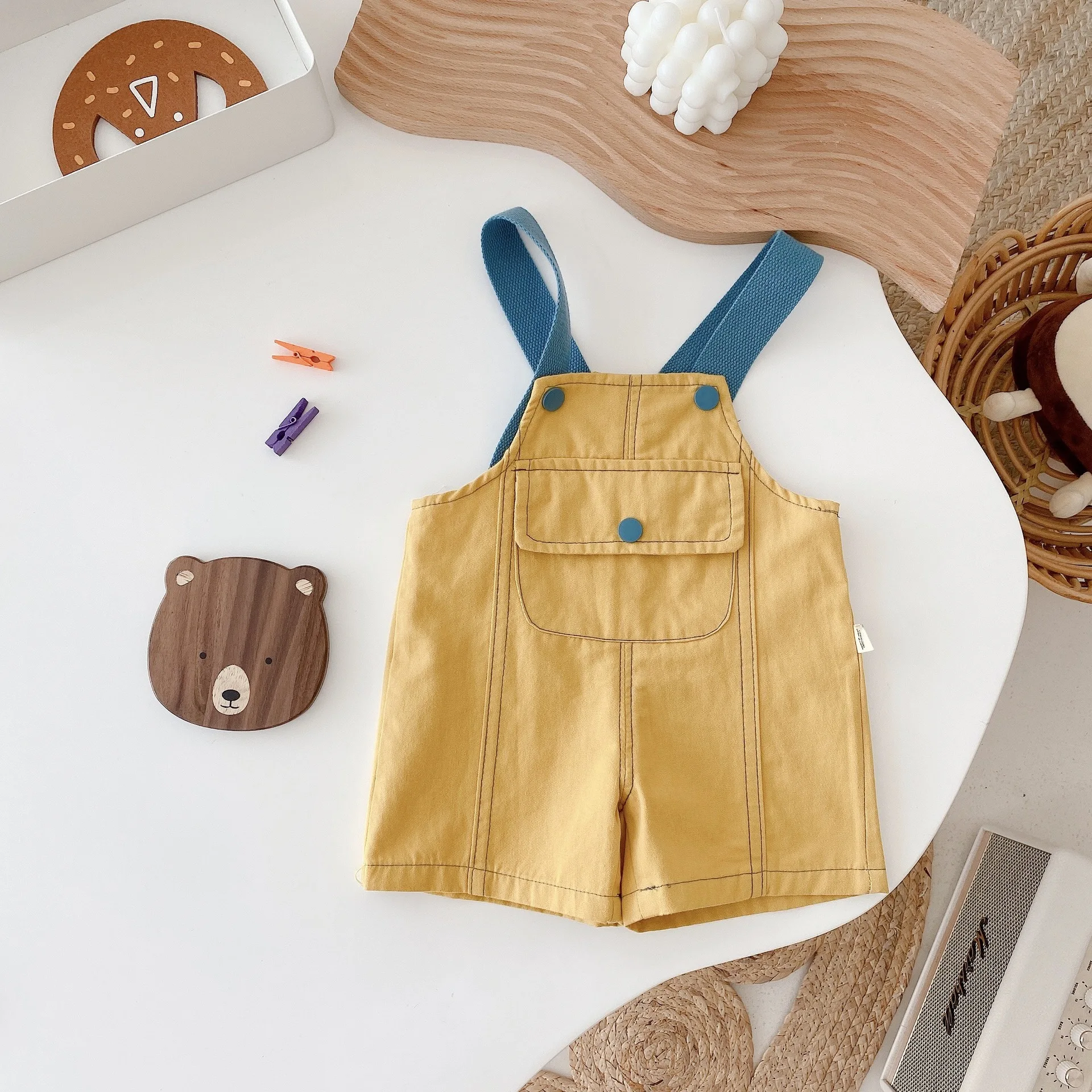 

2021 Summer Baby Clothing Cotton Sleeveless Foreign Style Suspender Bodysuits Boy Girl Short Sling Pants Toddler Infant Overalls