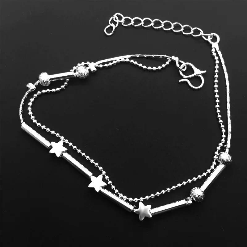 

Simple Butterfly Star Silver-plated Bracelet Anklet Bells Peach Heart Twine Fashion Gift Date Banquet Daily Matching Jewelry